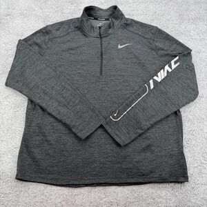 Nike Running Pullover Mens XL Gray 1/4 Zip Waffle Grid Mock Performance Swoosh